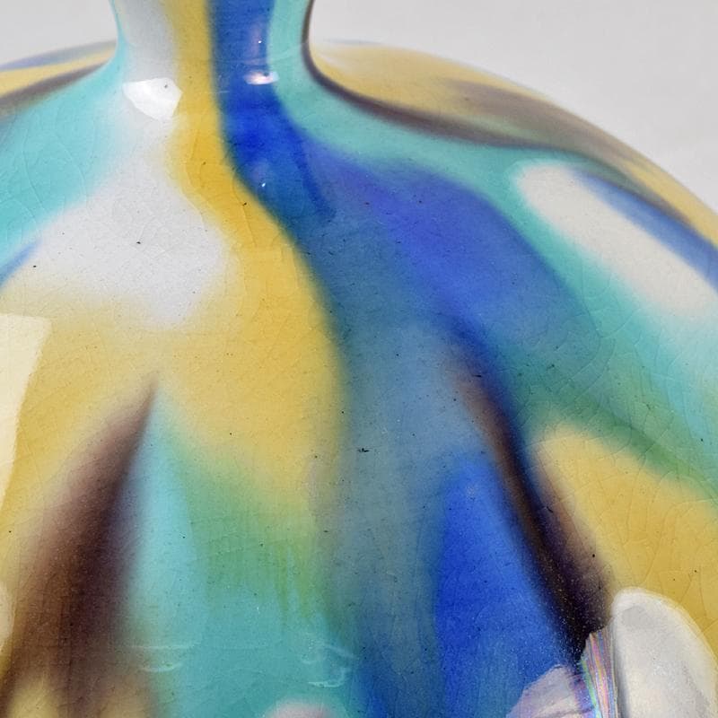 九谷焼　柳雨軒　三代八十吉　徳田正彦作　彩釉　壷　共箱　U　R9360B