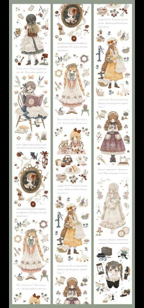 のこり１✩再販✩J265＃林间漫步(水晶)浮光文创切り売り海外人物マステ女の子