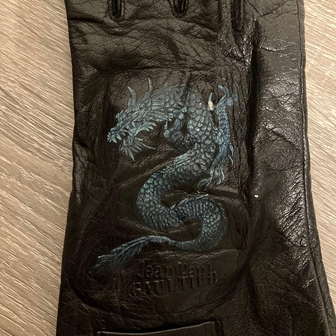 希少 ジャンポールゴルチエ ドラゴン刺繍 レザーグローブ 手袋 本革