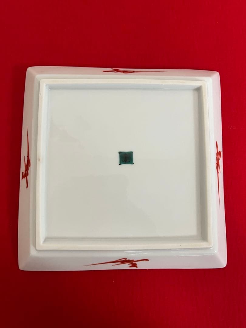 九谷焼 庄三洞 武腰一憲 色絵 角皿 共箱 共布 陶暦付 未使用品 K318