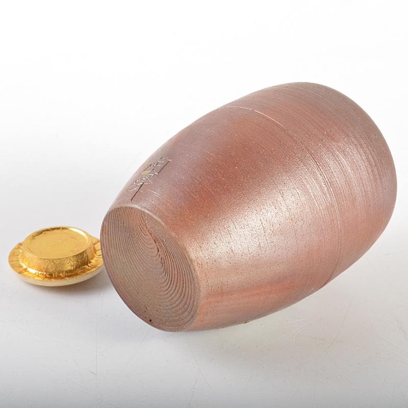 茶道具　備前焼　木村陶峰造　肩衝茶入　仕覆付　共箱　V　6616