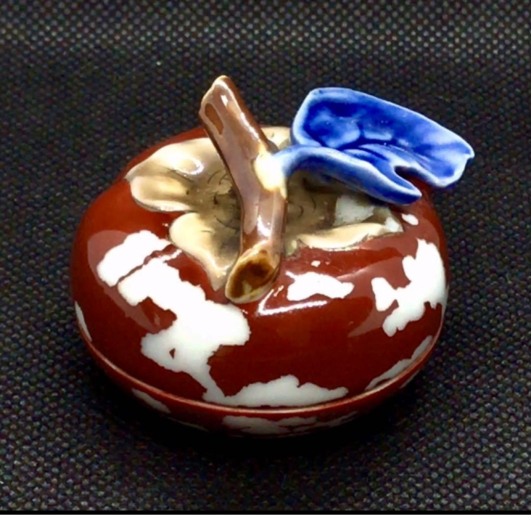 大磯名家出物　時代　美品12代柿右衛門　鑑定済み　柿香合 茶道具 香道具