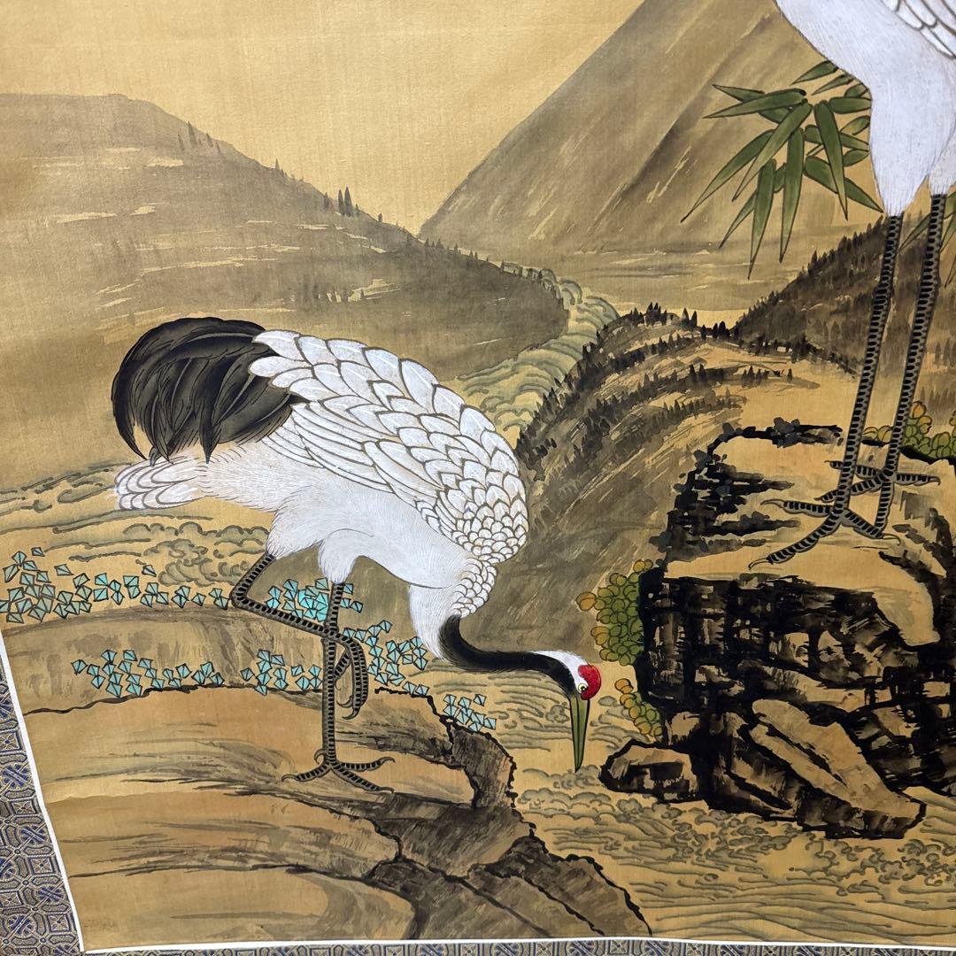 沈南蘋/松鶴図/大幅/掛軸/沈銓梅鶴松友/肉筆