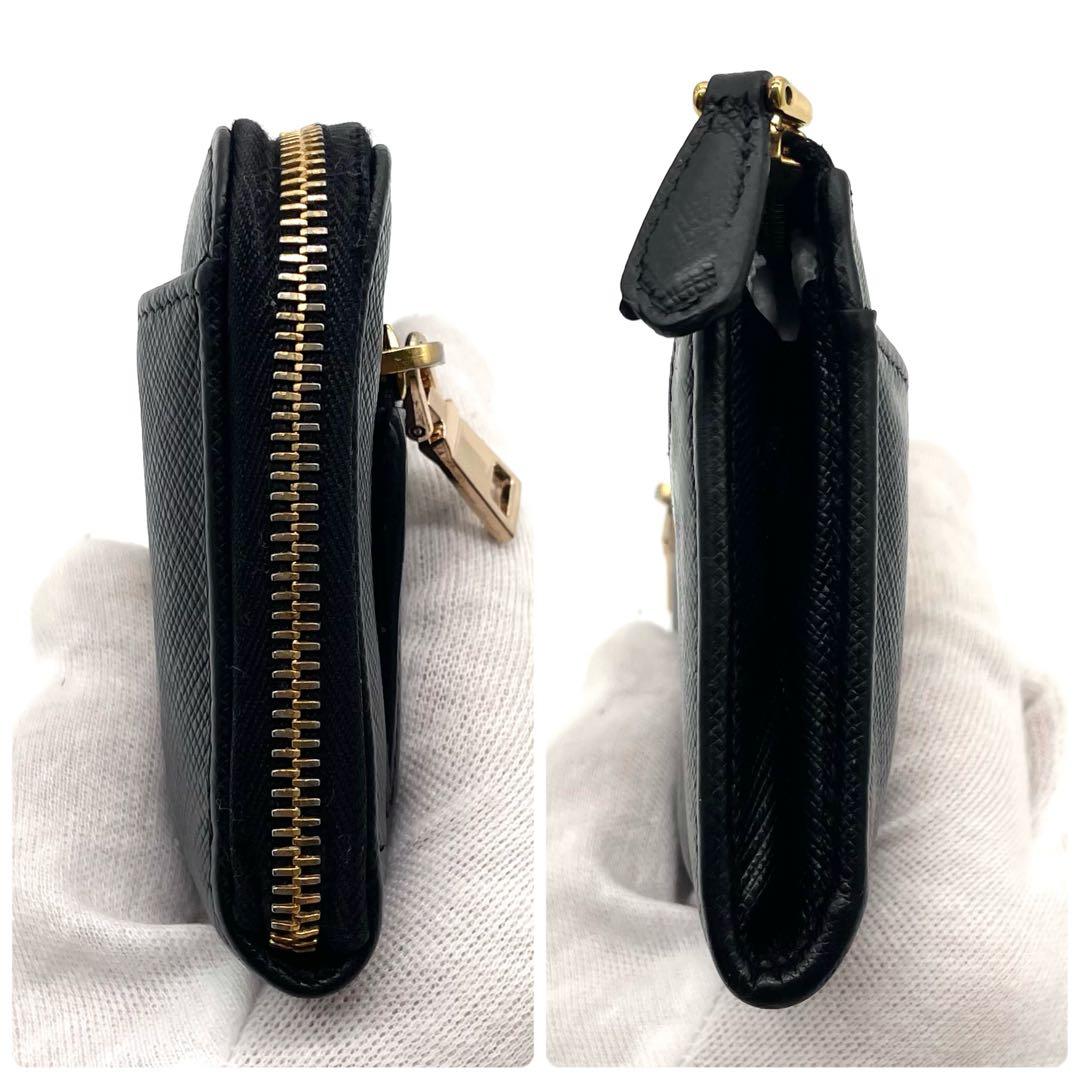 プラダ ケース サフィアーノレザー コンパクトウォレット ブラック