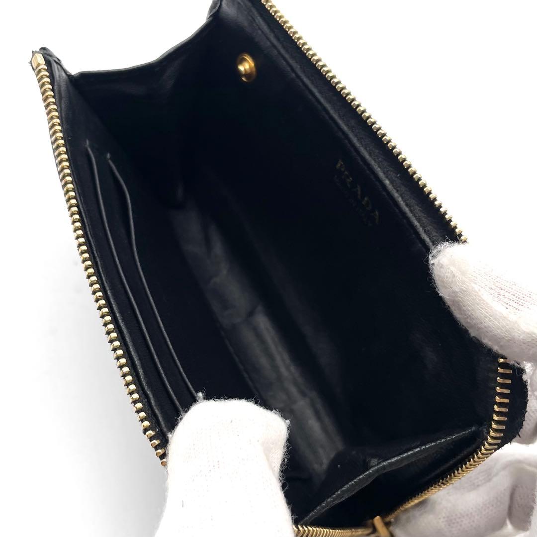 プラダ ケース サフィアーノレザー コンパクトウォレット ブラック