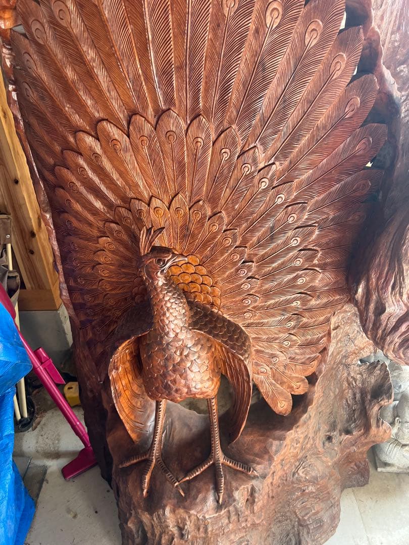 一刀彫　骨董　屋久杉　衝立