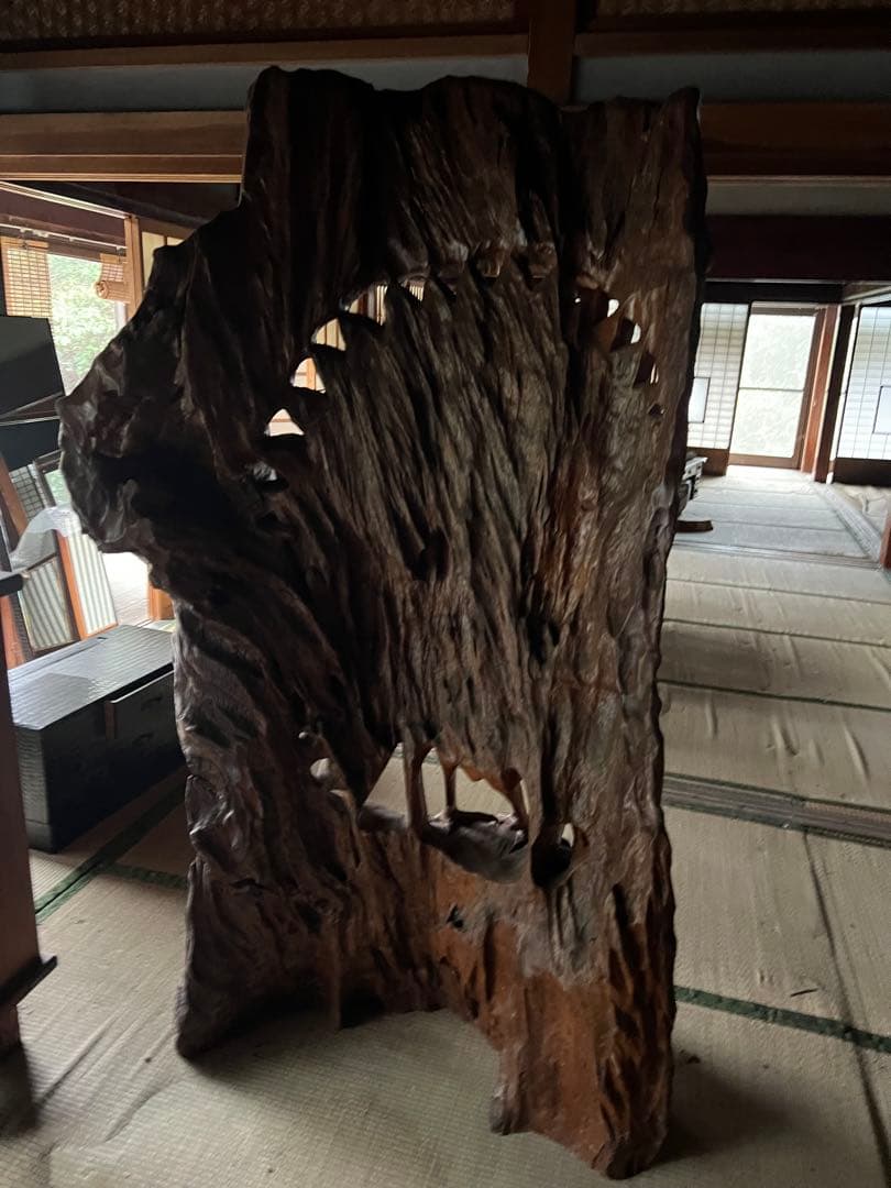 一刀彫　骨董　屋久杉　衝立