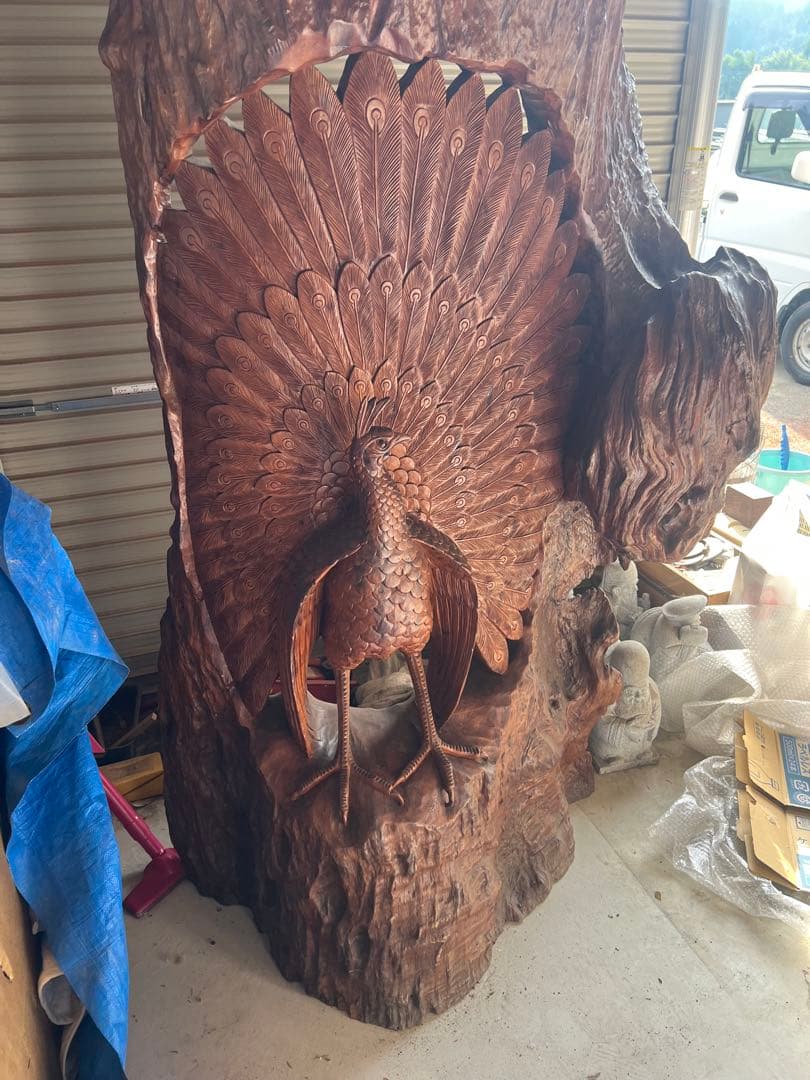 一刀彫　骨董　屋久杉　衝立