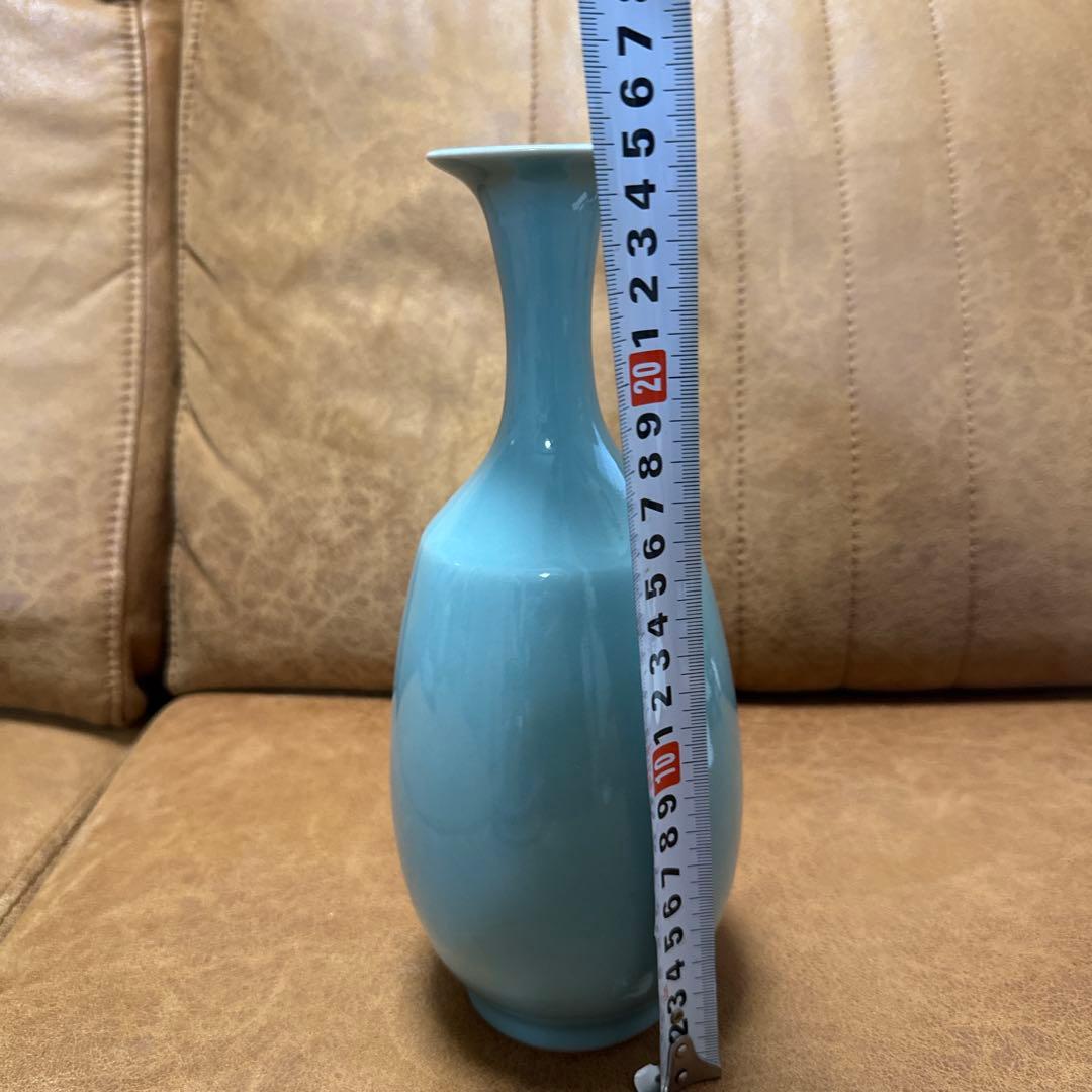 吉田昇包 作 青磁鶴首瓶 共箱・略歴書付 美品 現代陶芸 霊山窯