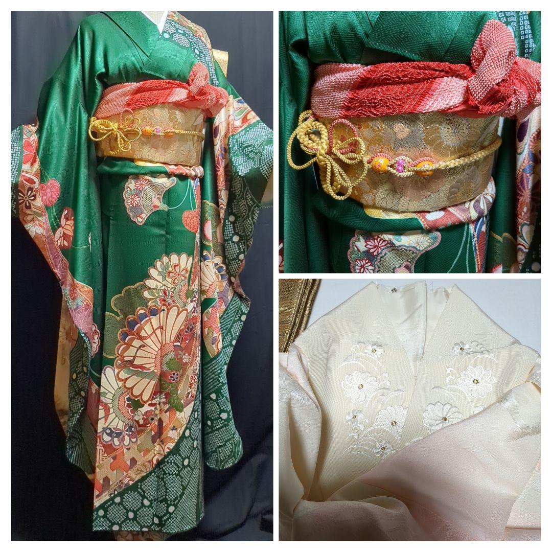 【振袖　長襦袢　帯　帯締め　帯揚げフルセット！】　成人式　結婚式