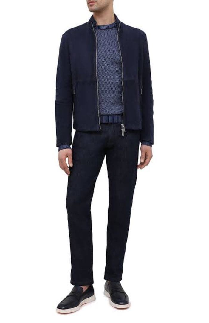 EMPORIO ARMANI レザー スウェード ジャケット 46 やぎ革