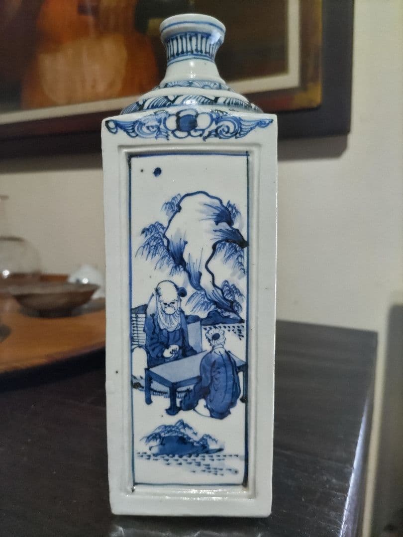 nozomi☆様　王地山焼　染付　角徳利（高21.5㎝）三田染付