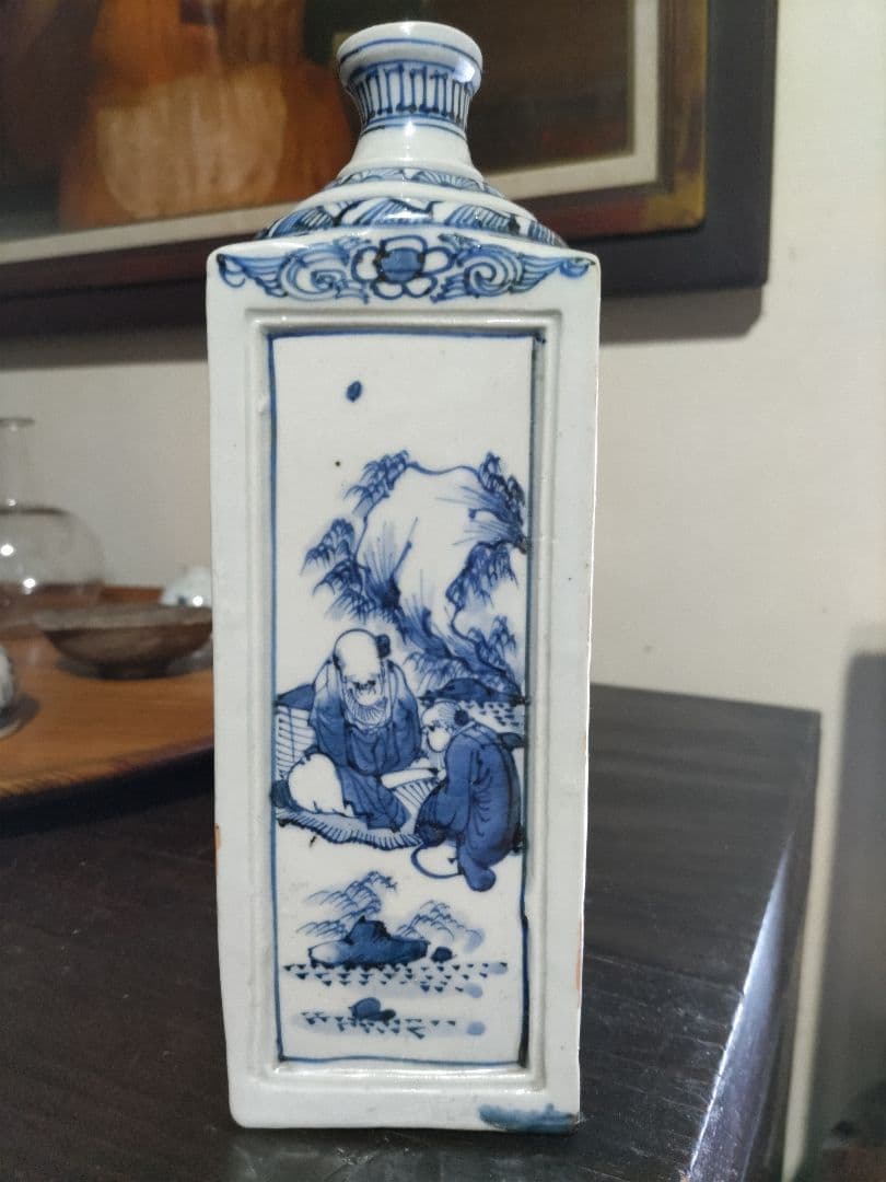 nozomi☆様　王地山焼　染付　角徳利（高21.5㎝）三田染付