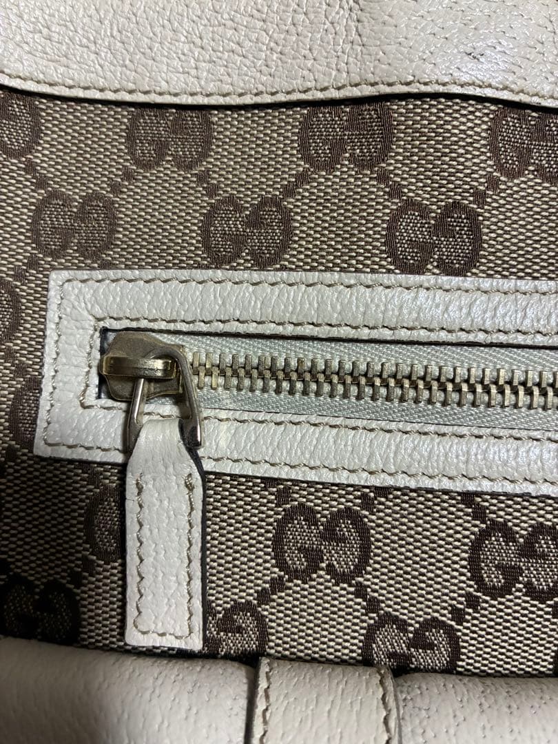 GUCCI GGパターン ハンドバッグ ベージュ/ホワイト