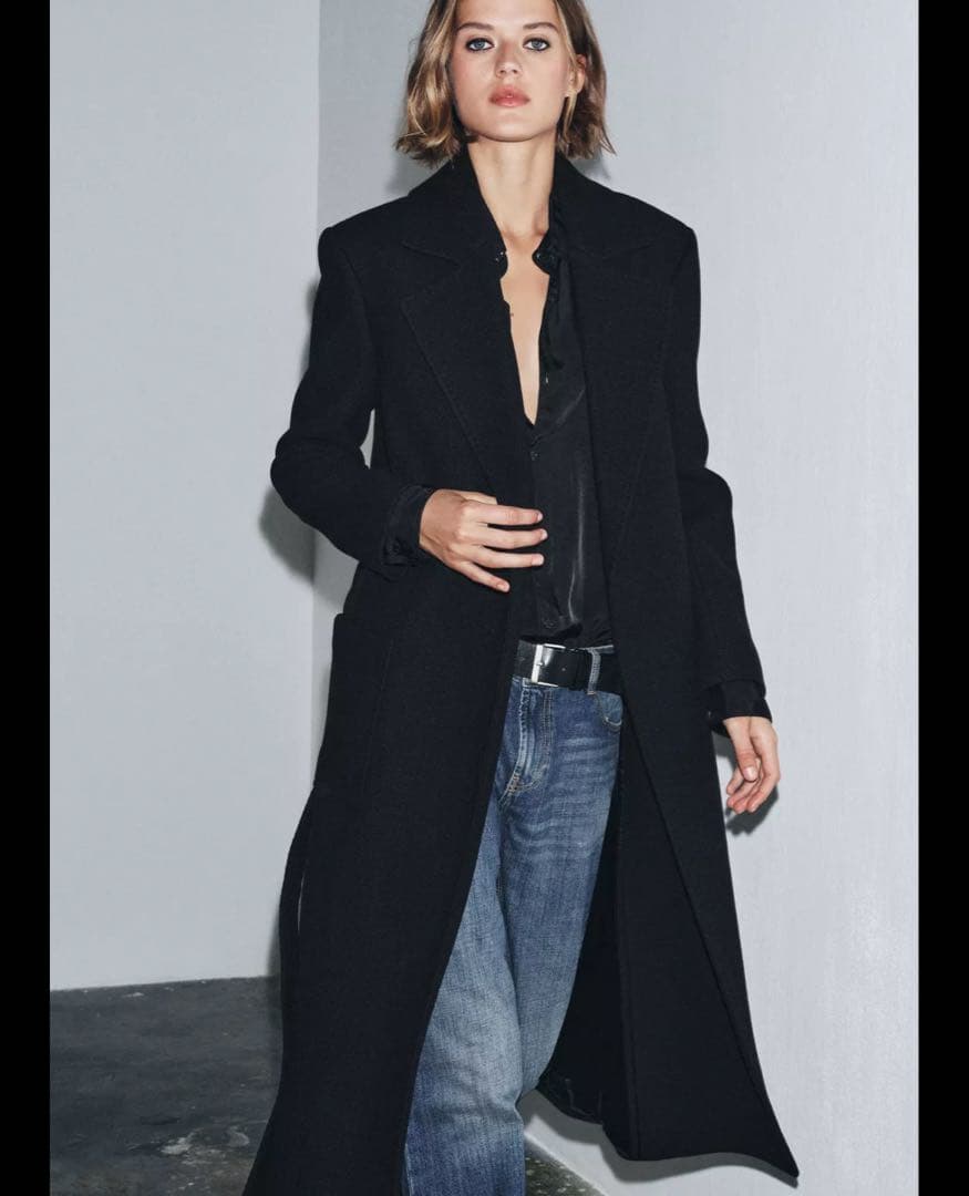 ウールブレンドベルトコート