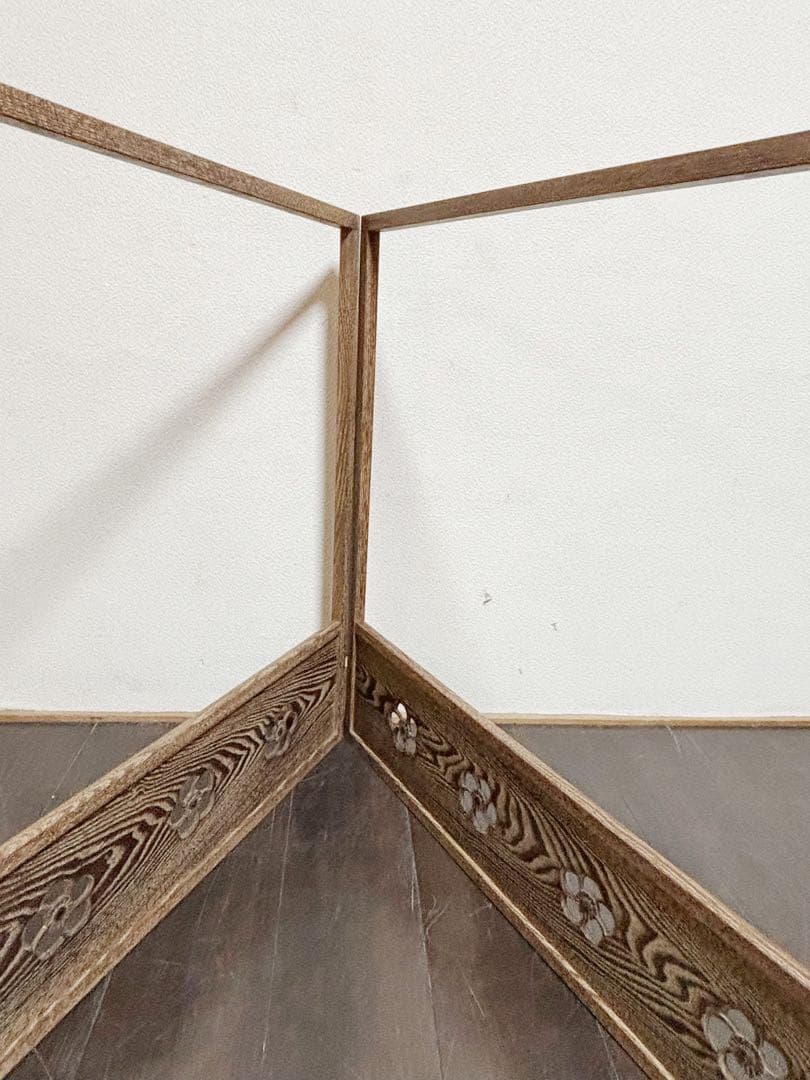 未使用 茶道具 桑 捻梅 風炉先 板屏風 如心斎好写し 上透かし 炉風炉兼用