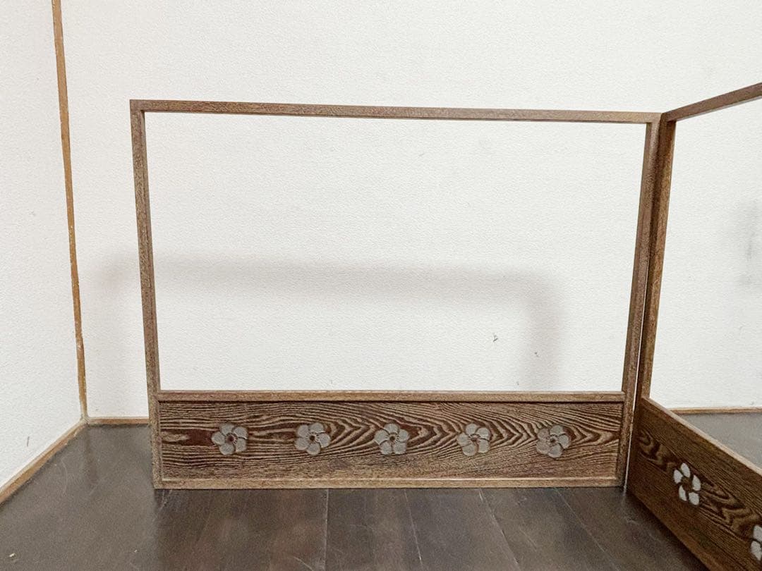 未使用 茶道具 桑 捻梅 風炉先 板屏風 如心斎好写し 上透かし 炉風炉兼用