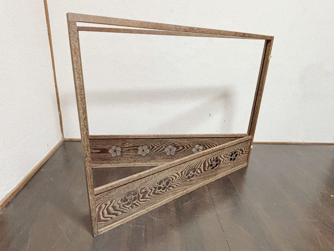 未使用 茶道具 桑 捻梅 風炉先 板屏風 如心斎好写し 上透かし 炉風炉兼用