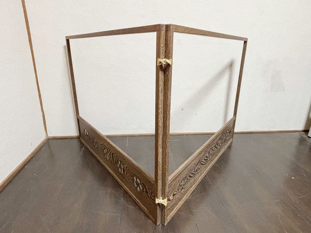 未使用 茶道具 桑 捻梅 風炉先 板屏風 如心斎好写し 上透かし 炉風炉兼用