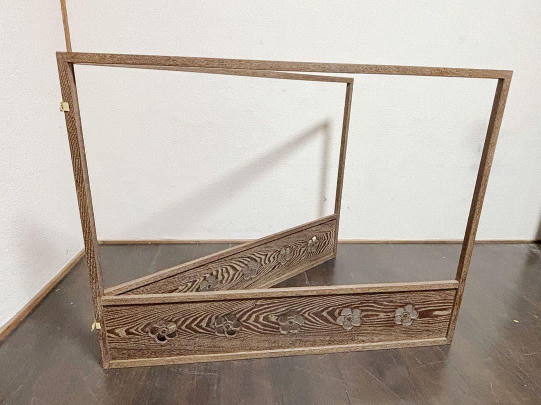 未使用 茶道具 桑 捻梅 風炉先 板屏風 如心斎好写し 上透かし 炉風炉兼用