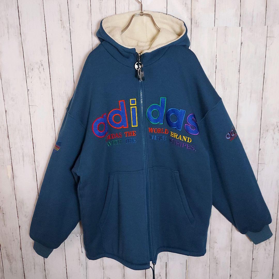 【adidas】80s アディダス デサント製 フルジップ ボアジャケットXL