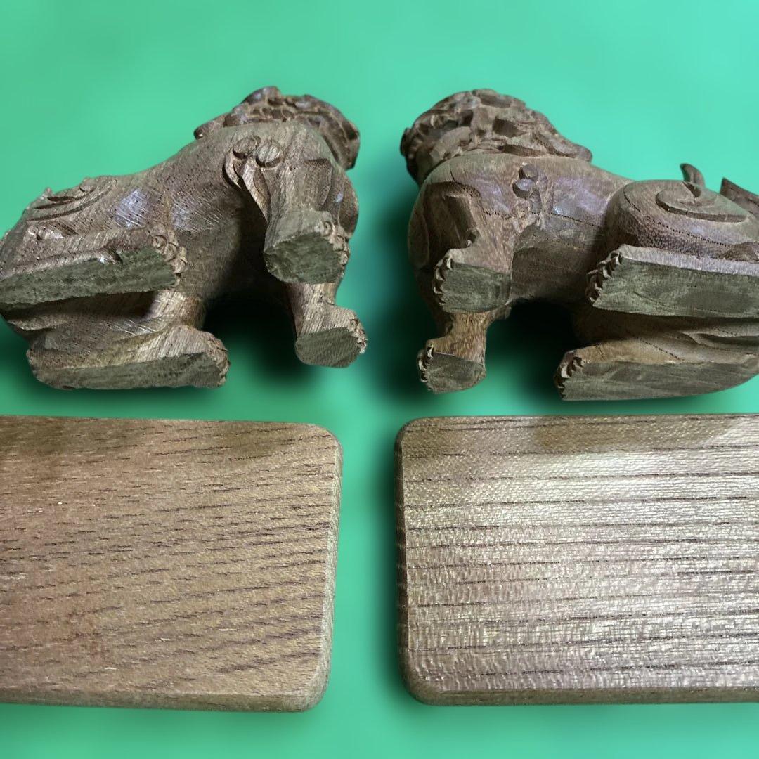 ⑧ 狛犬　彫り物（けやき材）木製　左右一対