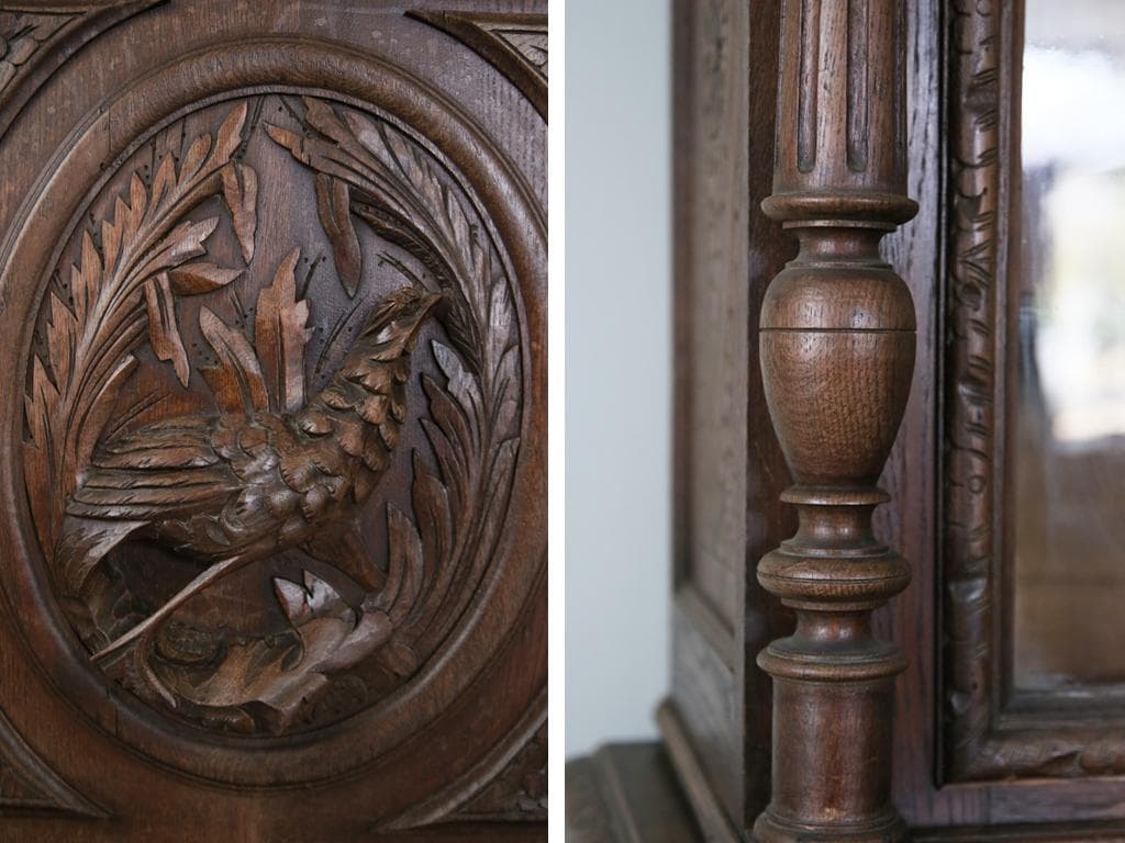 フランスアンティークルイ13世様式キッチンキャビネット/木製食器棚90-41-1