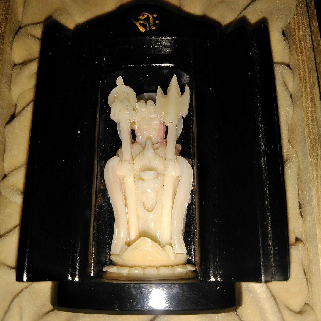 仏教美術 時代 珊瑚 千手観音像 仏像 川口一光 厨子 共箱