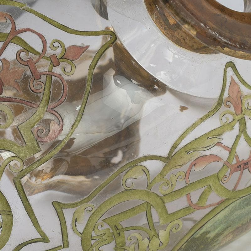 アンティーク　ガラス工芸　風景図　花瓶　C　9410