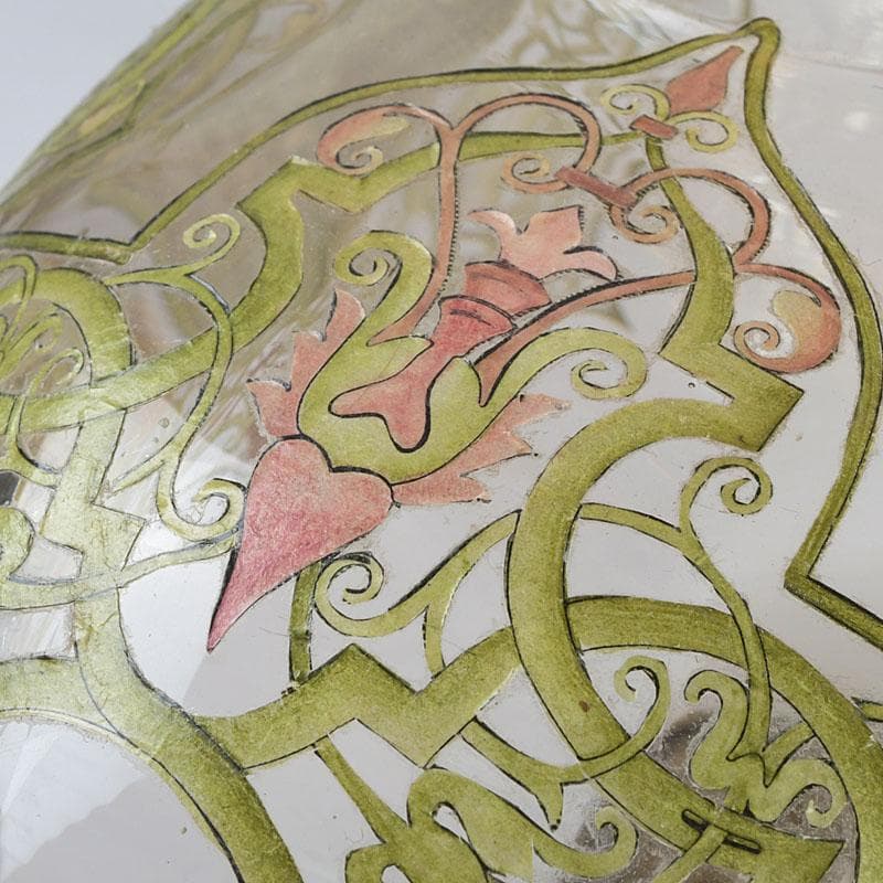 アンティーク　ガラス工芸　風景図　花瓶　C　9410