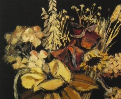 杉村惇、【枯れた花】、希少な額装用画集より、新品額装付