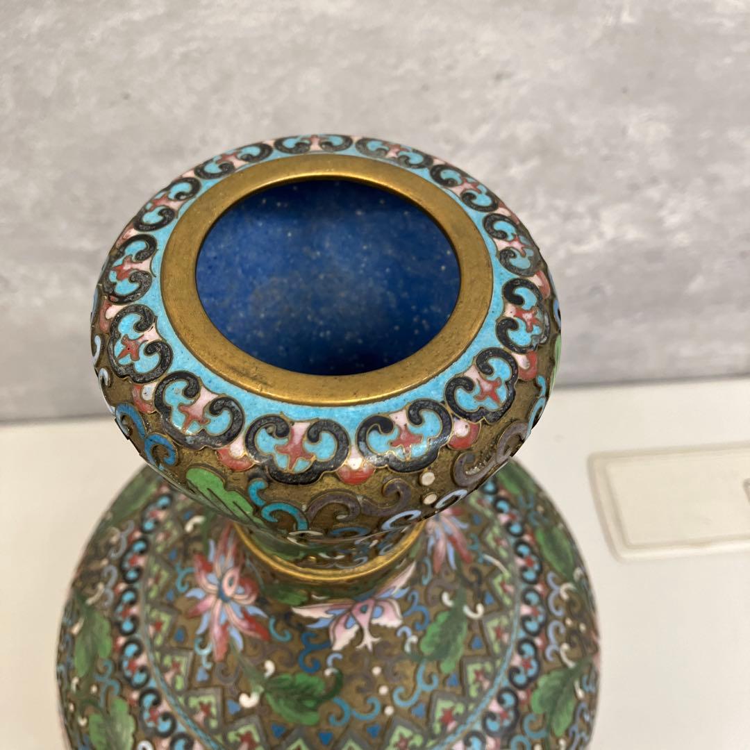 レトロ 中国美術 景泰藍 七宝焼き 花瓶 壺 骨董品 約30cm