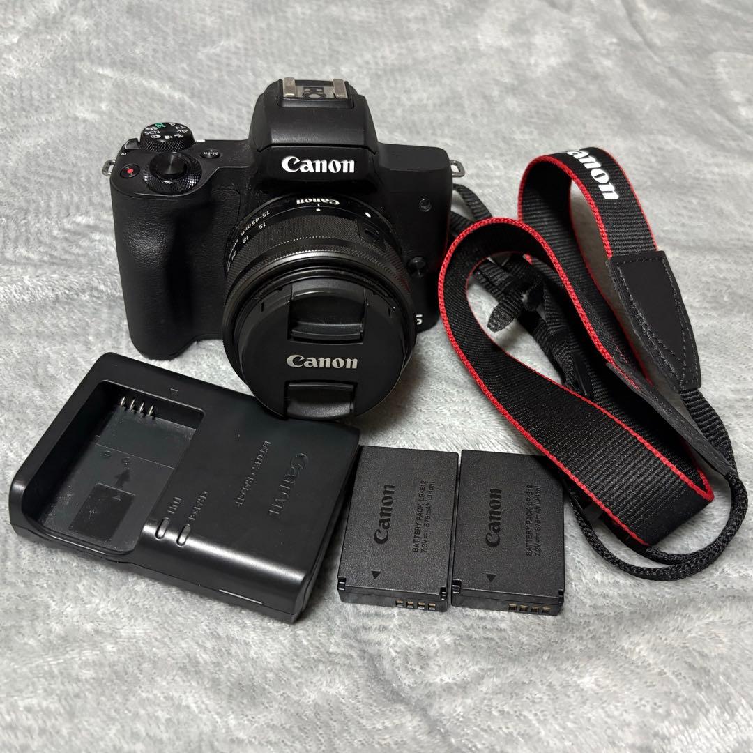 Canon EOS Kiss M ミラーレス一眼バッテリー2個付き
