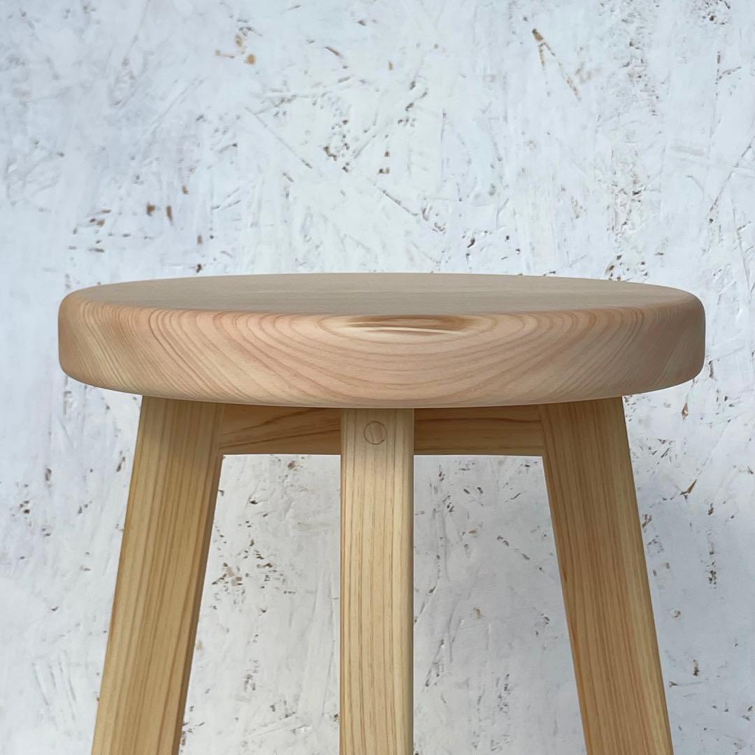 黒茶　国産ひのき　丸椅子　スツール