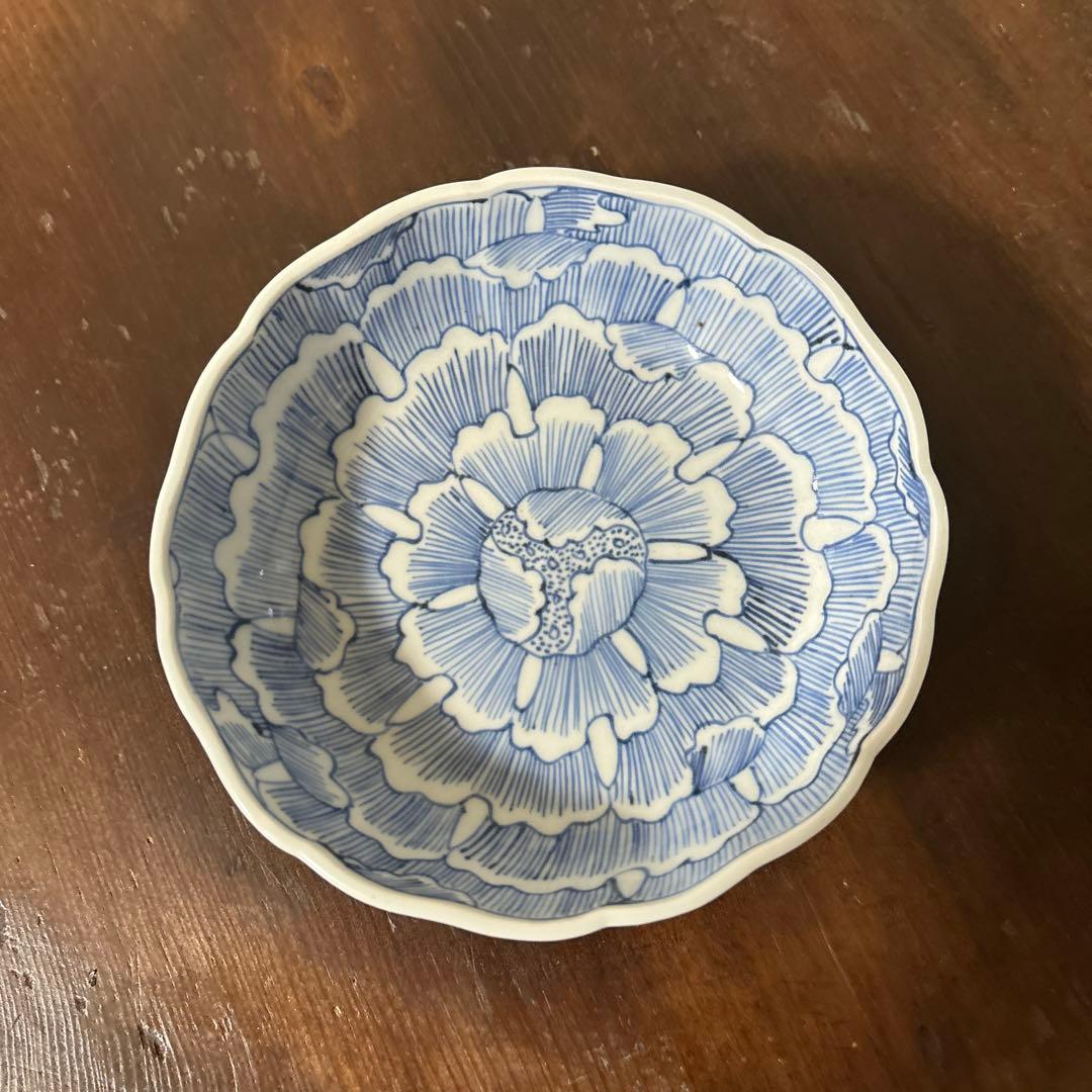 古伊万里　染付なます皿　5枚　膾皿　唐草　アンティーク　古道具　白洲正子　李朝