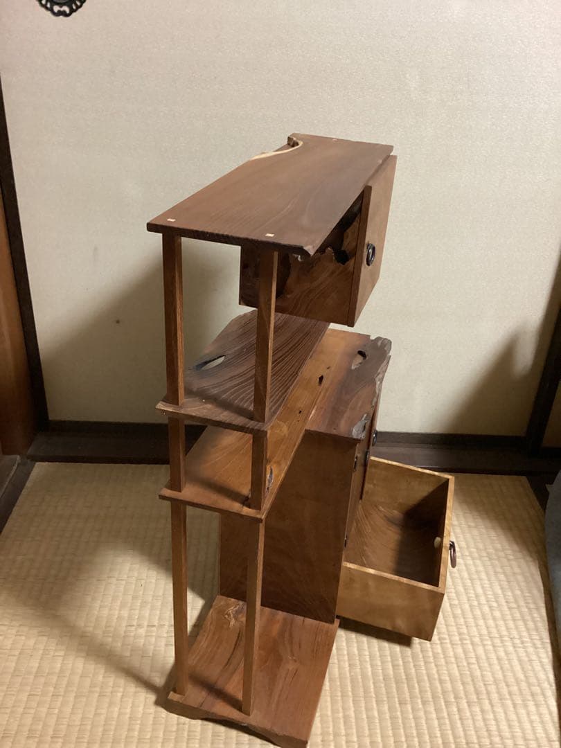 無垢材本桑指物棚　飾り棚高さ60.5cm ×幅約44cm ×下Ｄ17.5cm