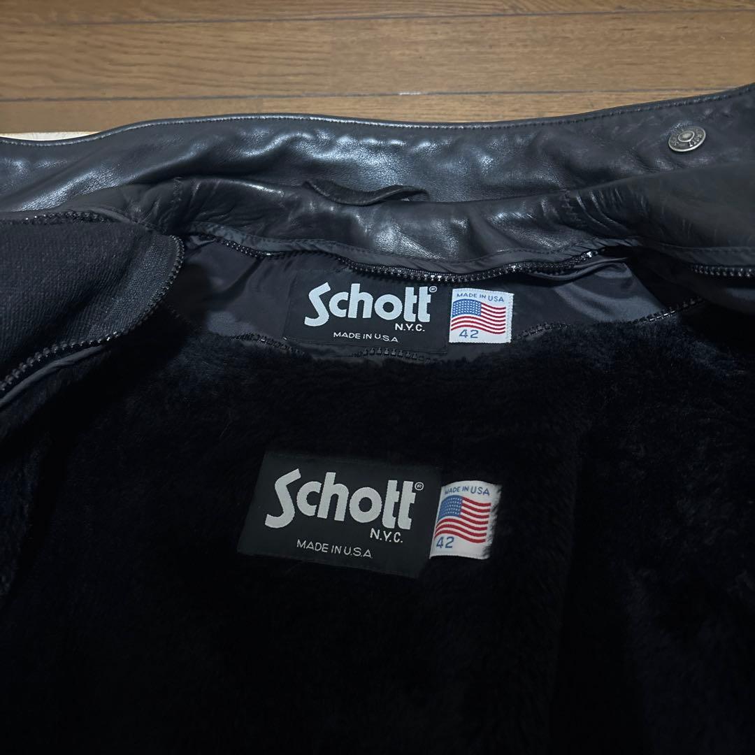 美品‼️新型schott141 42インチシングルライダース　インナーボア付