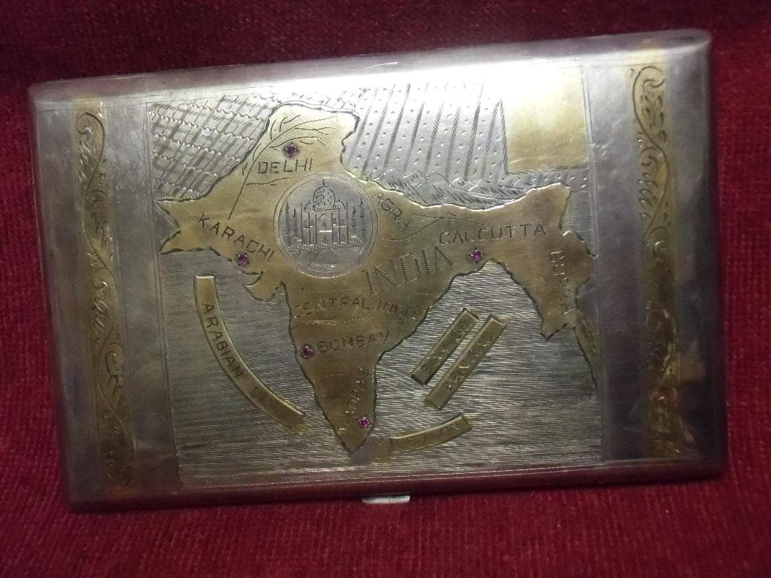 ★アメリカ軍＊ＣＢＩ＊ルビー象嵌＆銀製＊総彫りシガレットケース（実物）