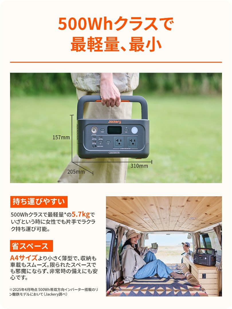 ✨️災害用に✨️Jackery ポータブル電源 500New 512Wh リン酸