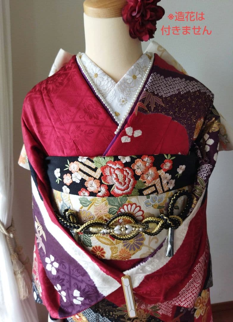 まんまる様　428.絞り刺繍振袖7点セット 正絹フルセット成人式 京都きもの友禅