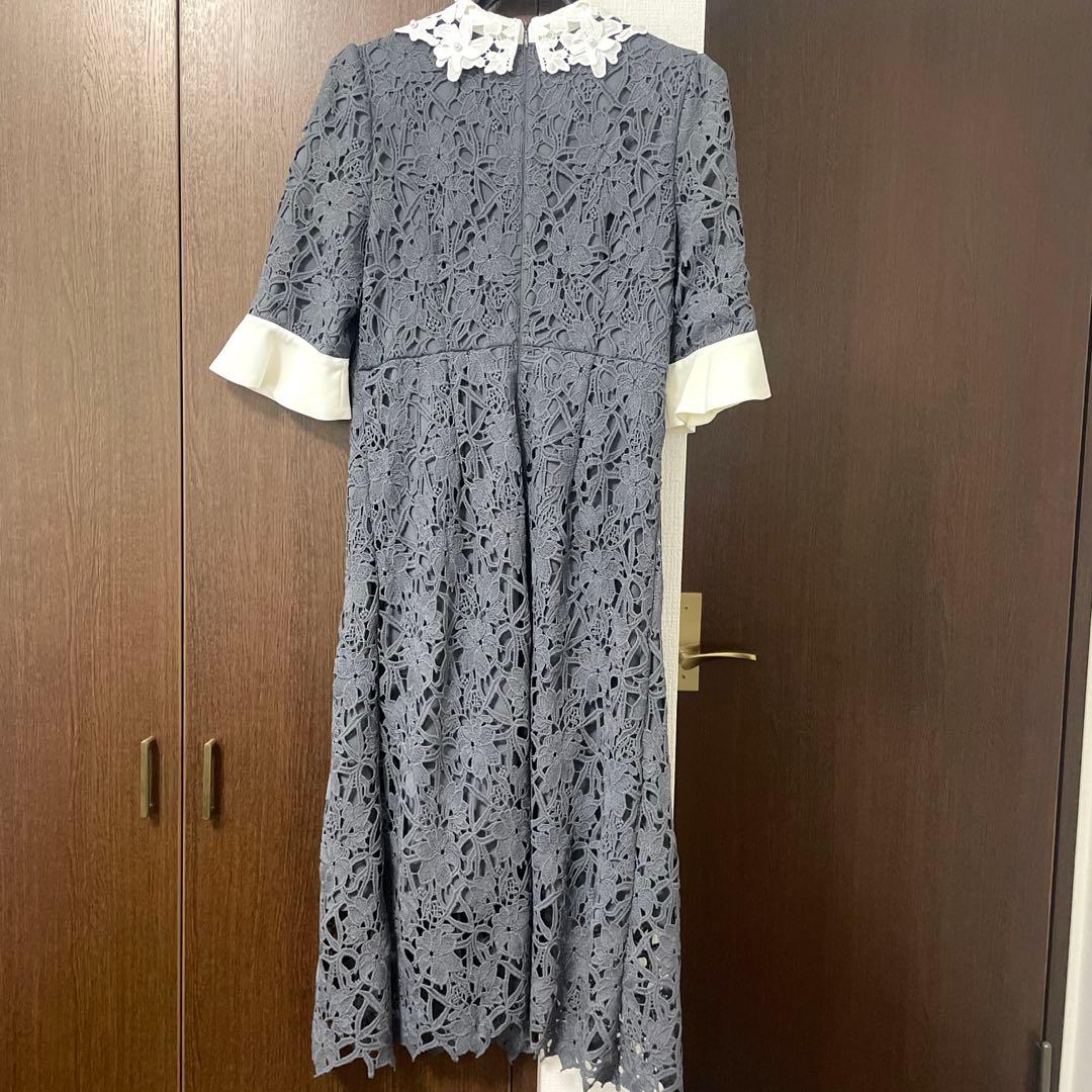 【LEJA】 花柄レース 刺繍 Aライン フレアドレス ワンピース