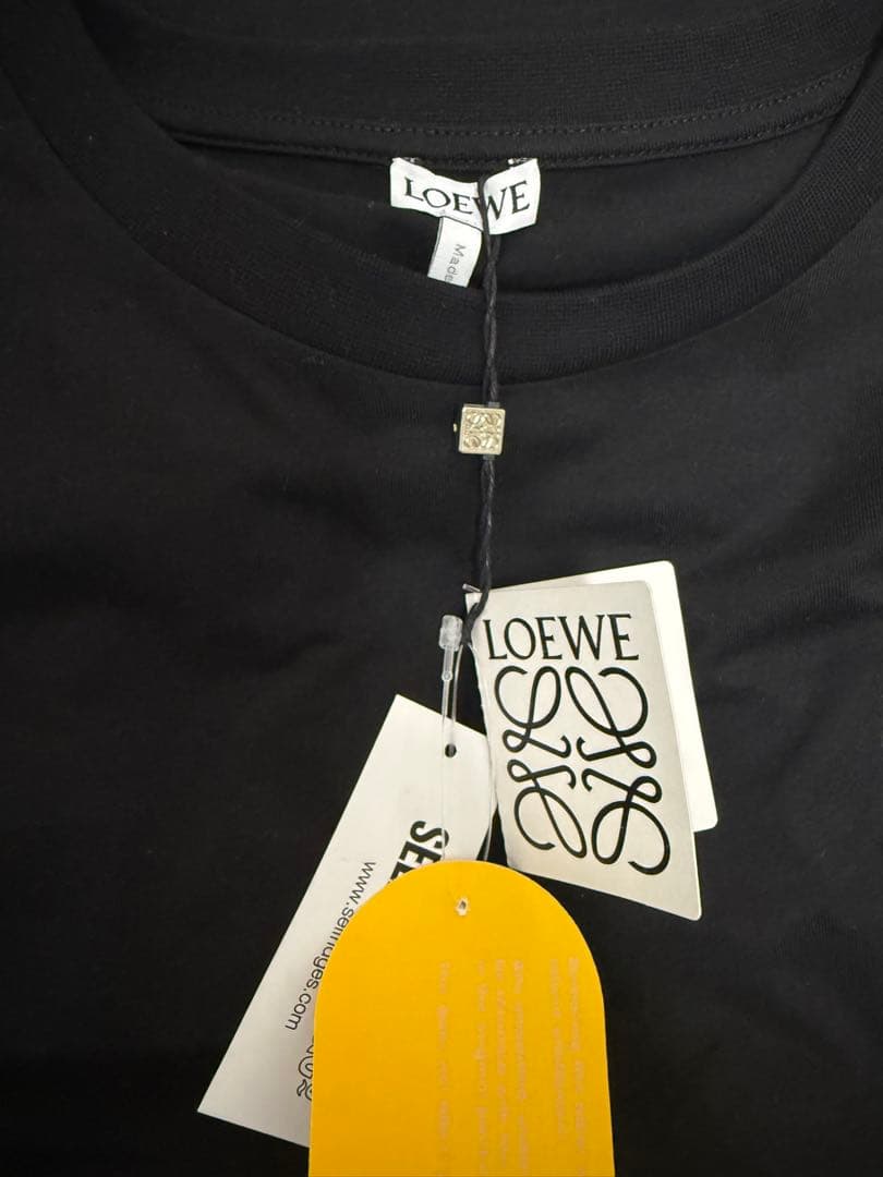 #新品# LOEWE 黒 Tシャツ ロゴ刺繍 Lサイズ