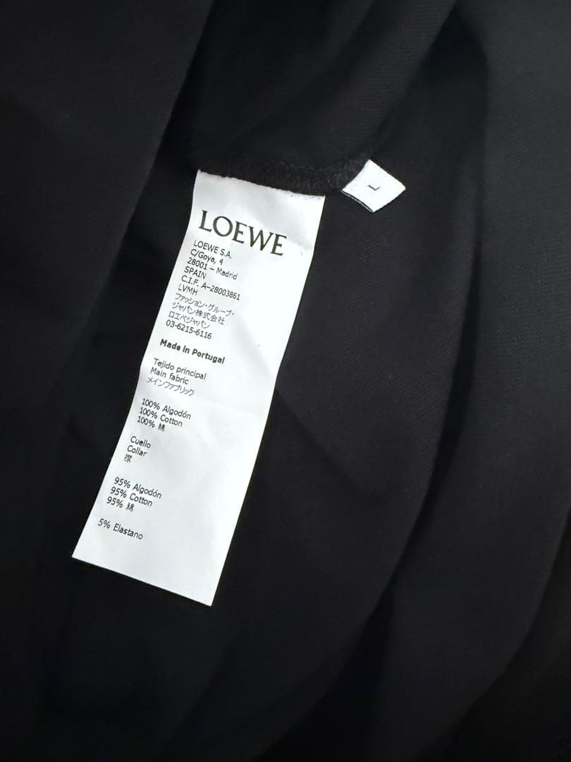 #新品# LOEWE 黒 Tシャツ ロゴ刺繍 Lサイズ