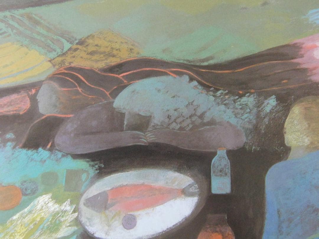 月舘れい、【或る日の食卓】、希少な額装用画集より、新品額装付、状態良好