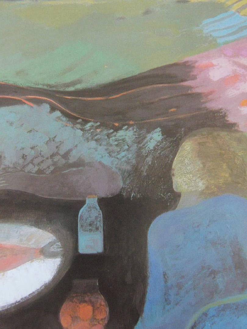 月舘れい、【或る日の食卓】、希少な額装用画集より、新品額装付、状態良好