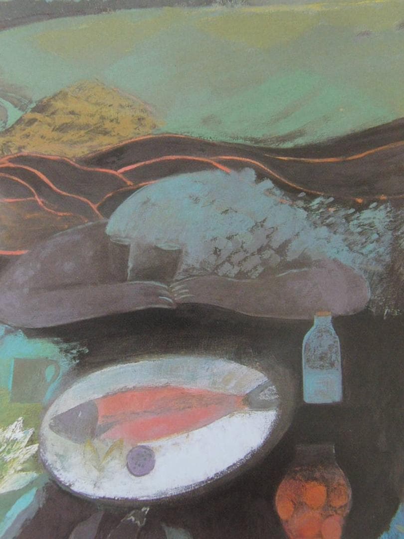 月舘れい、【或る日の食卓】、希少な額装用画集より、新品額装付、状態良好