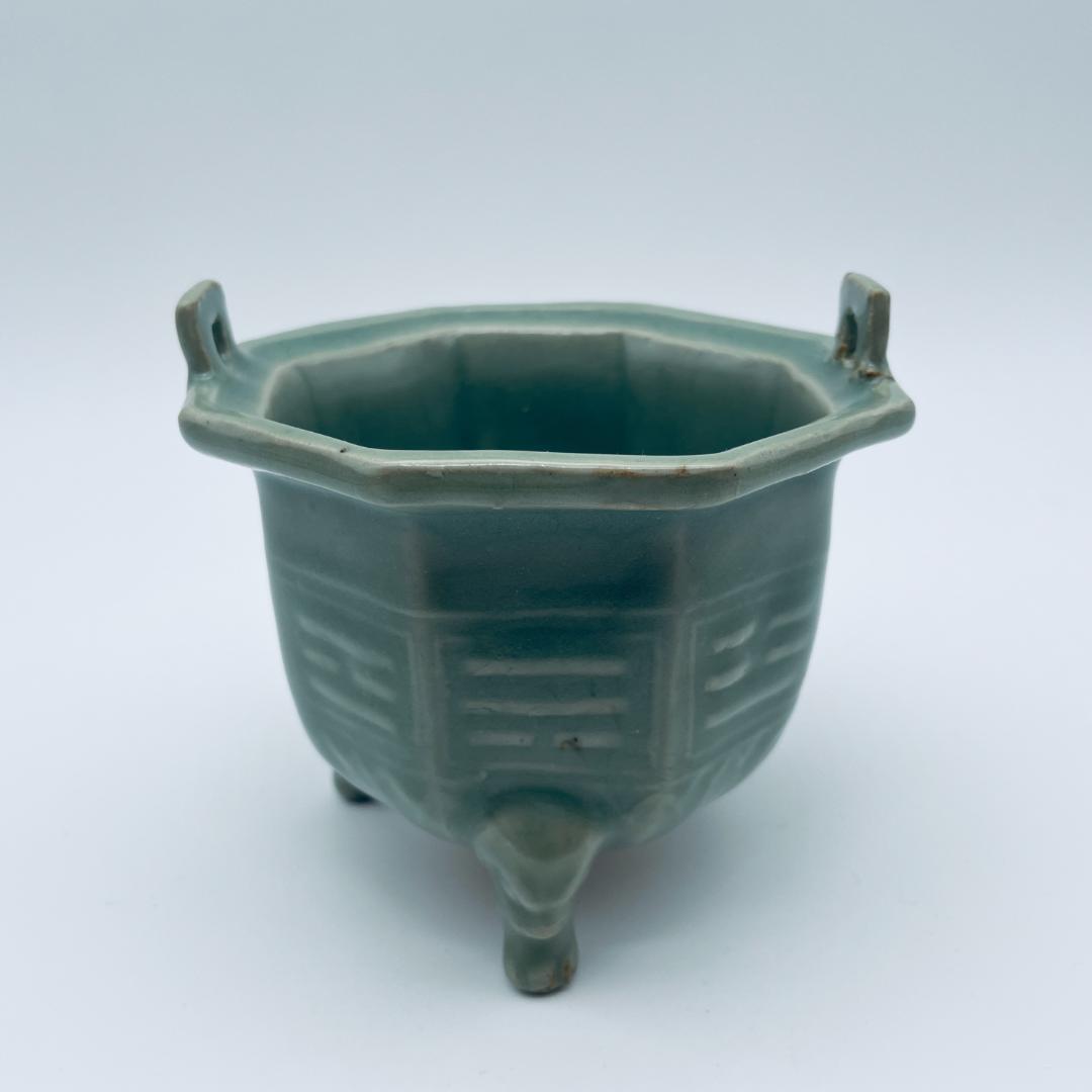 【高麗】青磁 双耳六角三足獣面 香炉 朝鮮美術 朝鮮古玩