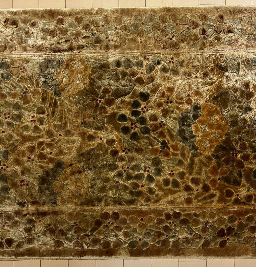 オールド 中国段通 シルク玄関 ラグ 横 123センチ