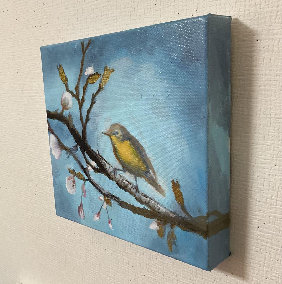 油彩画　「　ウグイス　」　原画　3Dキャンパス