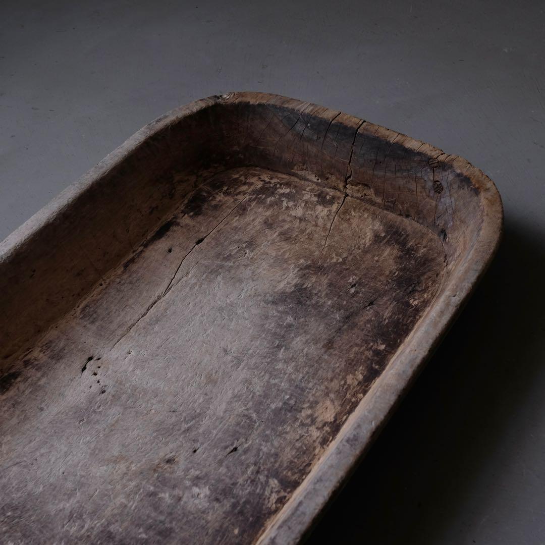 古い木鉢　飼い葉桶 木皿 水盤 古材 古道具 骨董 プリミティブ アンティーク